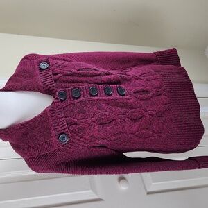 Women's Cable Knit Sweater Size M Purple Green